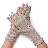 [841(ヤヨイ)] シルク ハンドウォーマー MAX (指長タイプ) スマホ 手袋 指なし 絹 日本製 リニューアル ベージュ MAX