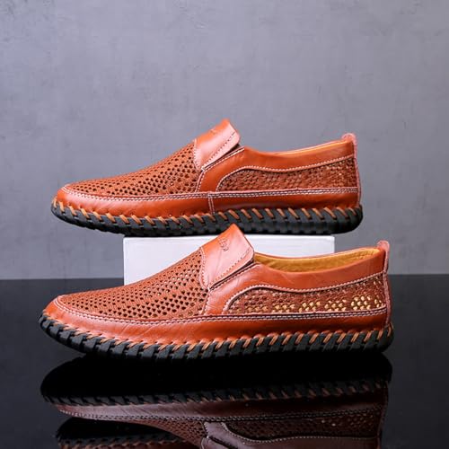 Mens Hollow Mesh Slip-On Loafers Handmade Soft Non-Slip Sole Casual Round Toe Breathable Outdoor Walking Driving Flats Sandals4