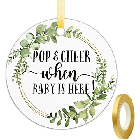Baby Shower Champagne Bottle Favor Tags with Ribbon Cover