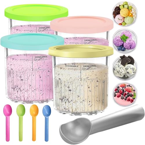 4 Pack Creami Pints and Lids for Ninja, for NC501 NC500 Creamy Icecream Containers Cups Jars Tubs Canisters Set, Smoothie Pot Compatible with NC501 NC500 Series Creamer Ice Cream Maker Machinease. 4 Pack Creami Pints and Lids for Ninja, for NC501 NC500 Creamy Icecream Containers Cups Jars Tubs Canisters Set, Smoothie Pot Compatible with NC501 NC500 Series Creamer Ice Cream Maker Machinease.