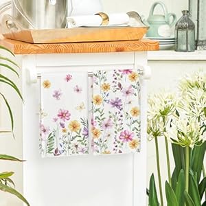 Artoid Mode Pink Yellow Flowers Spring Kitchen Towels Dish Towels, 18x26 Inch Summer Leaves Holiday Decoration Hand Towels Set of 2 Artoid Mode Pink Yellow Flowers Spring Kitchen Towels Dish Towels 18×26 Inch Summer Leaves Holiday Decoration Hand Towels Set of 2