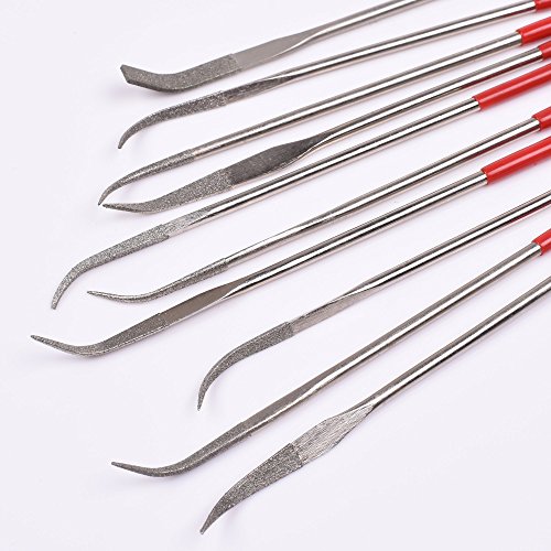 BLUECELL 10 Pcs Bent Curved Mini Diamond File Set, Needle File Set Product Name