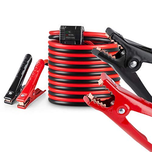 Booster Jumper Cable 6 Gauge x 16Ft with Reverse Polarity Protection, Safety Gloves,Carry Bag for Car Van Truck