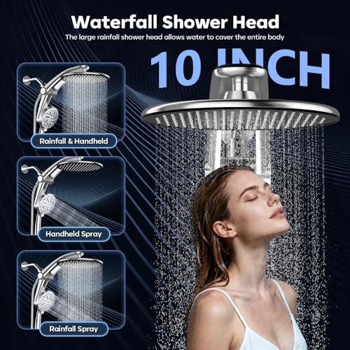 Image of High Pressure Rain Shower Head with Handheld, Magnetic Power Wash Combo