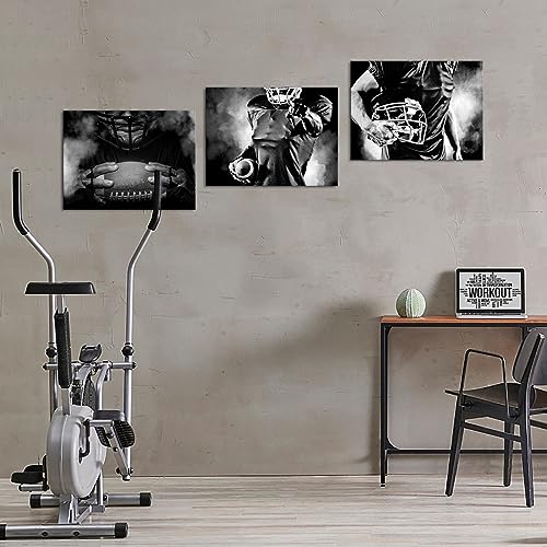 Image of RnnJoile Football Wall Art Black and White Sport Pictures Football Boys Man Cave Bedroom Decor Framed 16 inchx24 inch (Medium)