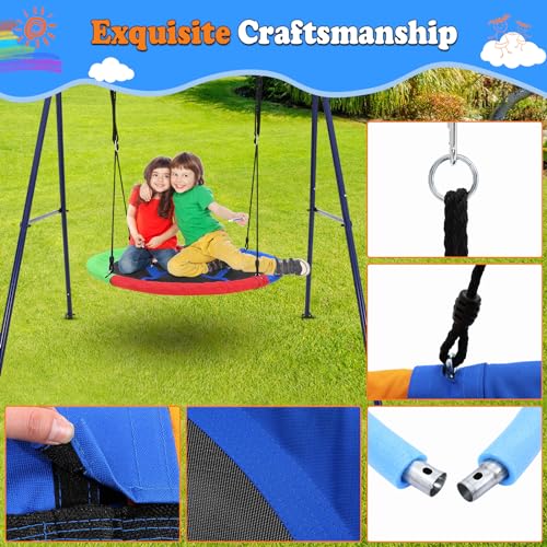 Outlane N0-LBHCUTLVLUGVERHLSNGLKPL7L 45 Inch Saucer Swing With Stand For Kids Outdoor, 440Lbs Saucer Swing Set With Heavy-Duty Metal A-Frame And Adjustable Ropes thumb #2