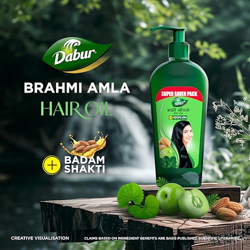 Image of Dabur Brahmi Amla Hair Oil 600ml | Brahmi Amla Extract with Almond Oil & Vitamin E | Promotes Healthy Hair Growth, Treats Dandruff and strengthens Hair | For Long, Black and Strong hair