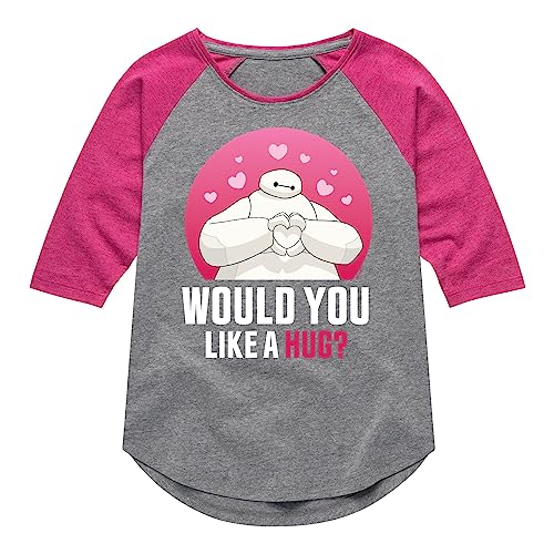 Disney Big Hero 6 - Baymax Like A Hug - Toddler and Youth Girls Raglan Graphic T-Shirt