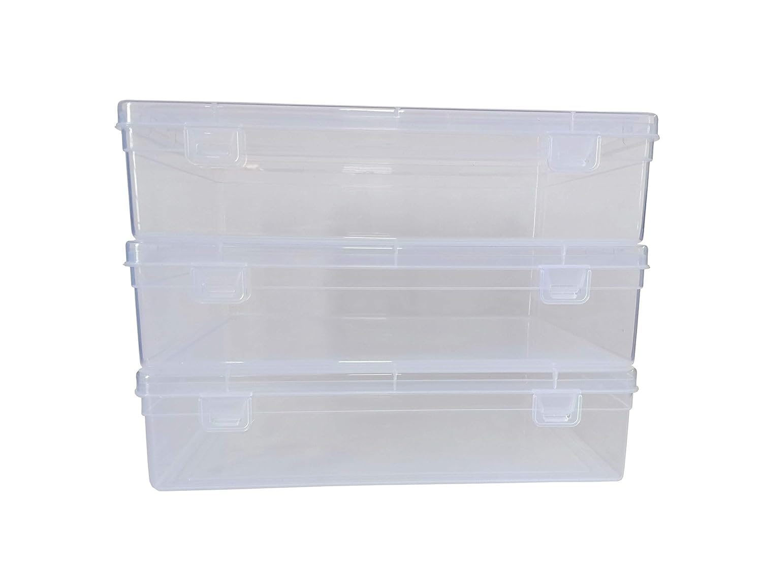 EwingsEwings Rectangular Plastic Extra Large Storage Boxes (Clear, Set of 3) - Sturdy, Transparent, Versatile Organization