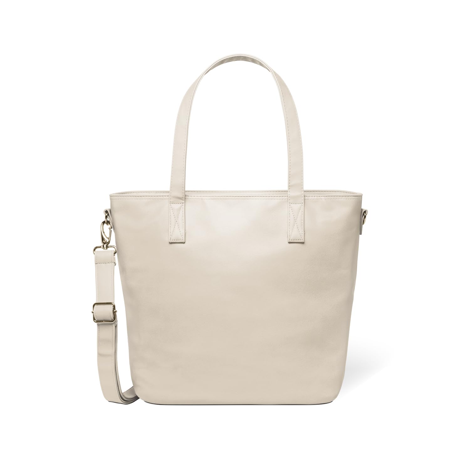 Simple Modern Vegan Leather Tote Bag for Women | Medium Work Purse with Compartments & Laptop Sleeve