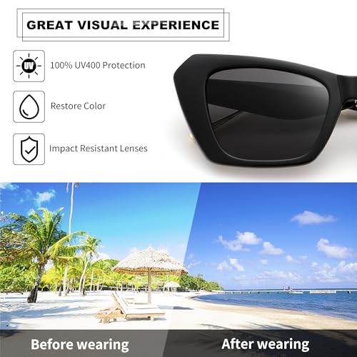 FEISEDY Retro Square Cat Eye Sunglasses for Women Trendy Big Shades Vintage Sun Glasses B0164 5