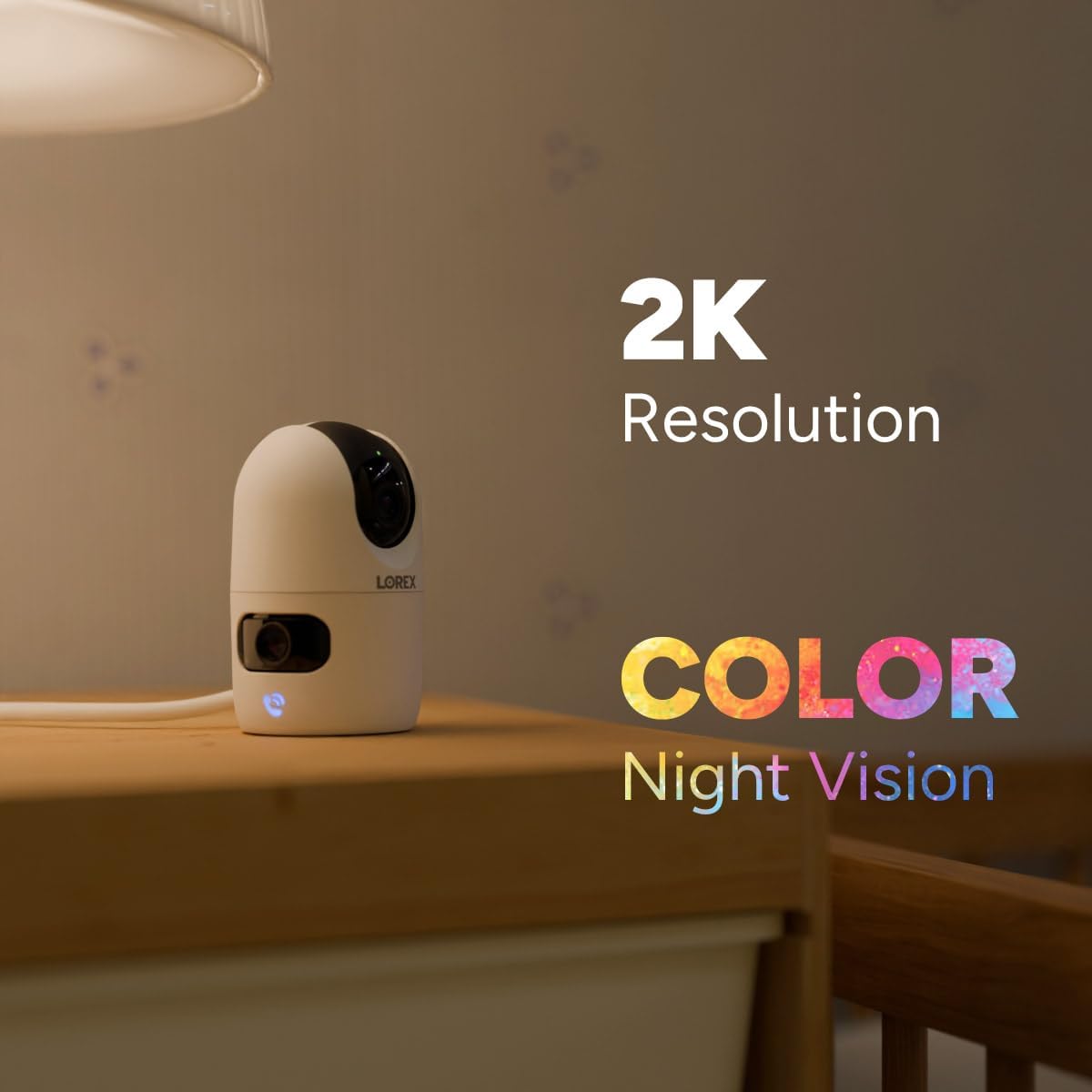 Lorex Connect 2K Indoor Dual Lens Wi-Fi 6 Camera | New Connect App | 360° Pan-Tilt | Person & Pet Detection | Color Night Vision | Instant Call | 2-Way Talk | Cloud & Local Storage Option