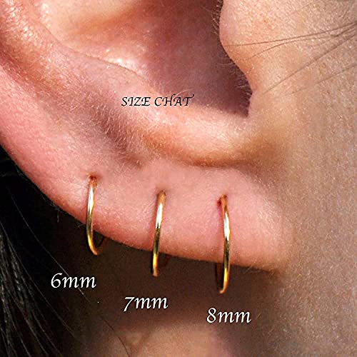 6Mm 22 Ga Rose Gold Filled Hoop Earrings Cartilage Nose Septum Ear Helix Tragus Piercing Hypoallergenic Thin Tiny Hoops (6Mm 22 Gauge | 1 Pair, 14K Rose Gold Filled) #TOP5