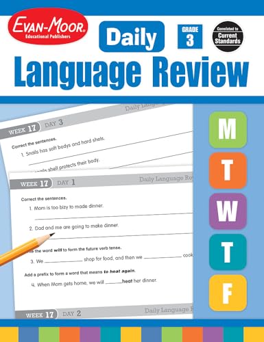 Evan-Moor Daily Language Review, Grade 3, Activities, Homeschooling and Classroom Resource Workbook, Reproducible Worksheets, Teacher Edition, Daily Practice, Skills Assessment, Grammar, Punctuation