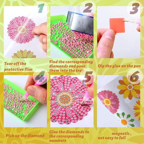 Saillong 36 Pcs Daisy Diamond Painting Sticker 5d DIY Diamond Painting Art by Saillong - Used condition - Image 6