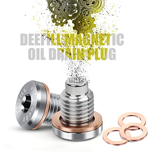 Deefill Magnetic Stainless Steel Crankcase Engine Oil Drain Plug With Copper Washer Fit For Cr250 Cr480, Polaris Rzr Sportsman Ranger Scrambler, Kawasaki, Yamaha And More Select Atv,Bike, Motor Models #TOP1