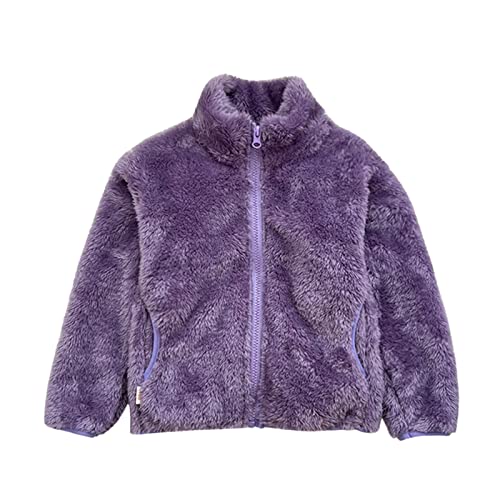 Girls Jacket 5t Toddler Kids Baby Girls Boys Solid Wool Coat Jacket Outerwear Zipper Warm Thick (Purple, 4-5 Years)