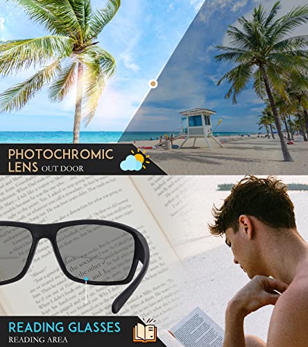 SKYOAK Óculos de sol fotocromáticos leves premium para leitura bifocal, TR90, design envolvente, blo
