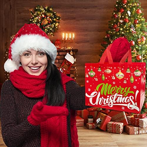 Funnlot Christmas G-ift Bags,Large 4 Pcs Xmas Gift Bags Large Christmas Tote Bags with Handles for Presents Reusable Christmas Shopping Bags Christmas Carrier Bag Christmas Tote Bags for Presents