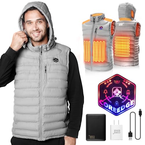 Men's Heated Vest with Detachable Hood and Battery