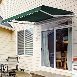 Garden Awning Patio Retractable Manual Awning Canopy Sun Shade Shelter with Winding Handle (L2xW1.5m, Grey)