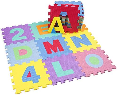 Dreamsbox Kids Foam Puzzle Floor Play Mat,Alphabet and Numbers Foam Puzzle Play Mat 36 Tiles Great for Kids to Learn and Play-Interlocking Puzzle Pieces 6x6 cm (6x6 cm)