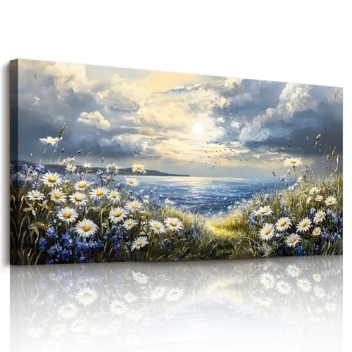 JHHUAMO Cuadros Decoracion Salon Modernos, Lienzos Decorativos Marinos Grandes, Laminas Decorativas de Paisaje, Pinturas Junto al Mar Dormitorios Habitación Pasillos Comedor Oficinas 59x119cm