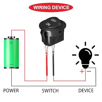 16Pcs Round Rocker Switch 12V ON Off Switch 12 Volt DC Circle Toggle Switch 2 Pin SPST 2 Position 6A/250V 10A/125V AC 20mm Mini Rocker Switch with Terminal Wires for Auto Car Marine Boat