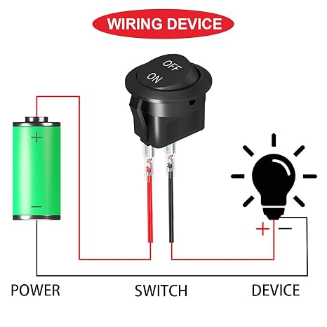 16Pcs Round Rocker Switch 12V ON Off Switch 12 Volt DC Circle Toggle Switch 2 Pin SPST 2 Position 6A/250V 10A/125V AC 20mm Mini Rocker Switch with Terminal Wires for Auto Car Marine Boat
