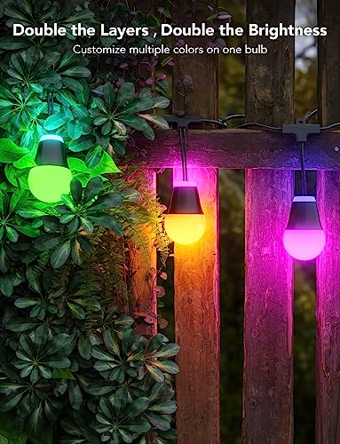 Govee Outdoor String Lights H1, 50Ft Rgbic Outdoor Lights With 15 Dimmable 200Lm Warm White Led Bulbs, Smart Outdoor String Lights With 60 Scene Modes And Ip65 Waterproof, Work With Alexa For Parties #TOP1