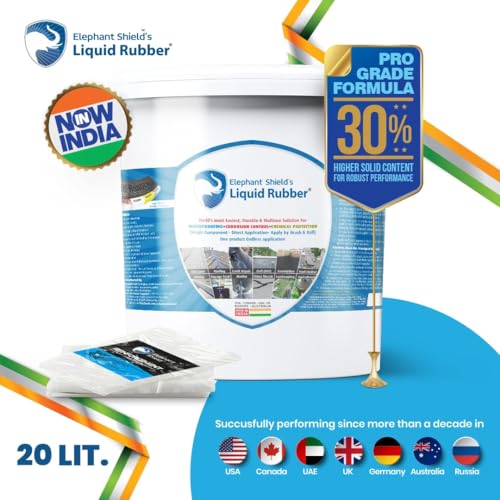 Image of Elephant Shield Liquid Rubber For Long Lasting Ready To Use Waterproofing For Sheet Joints & Bolt Holes, Gutter Joints, Roof & Wall Crack, Solar Panel, Cut Out, Damp Wall Qty- 20 Ltr (Free- RF Fabric)