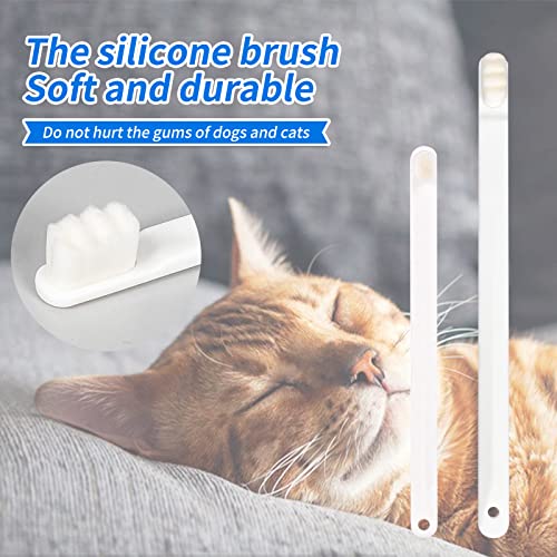 Image of 2 Pack Soft Cat Toothbrush with 360-degree Head | Safe, Effective and Deep Pet Teeth Cleaning, Brush Away Bad Breath, Food Grade Silicone (White, 2 pcs)