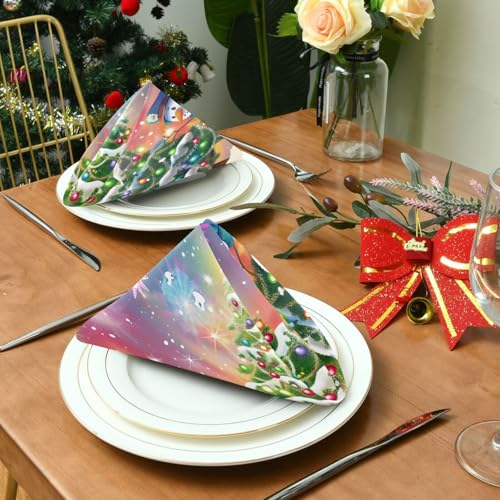 Servilletas de tela navideñas multicolor pack x6 miniatura 4