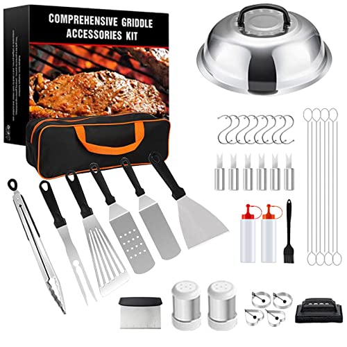 42PCS Extra Thick Stainless Steel Grill Tool Set for Men,Outdoor Party Professional Barbecue Grill Tools Kit for Men Gift Set,Barbecue Accessories with Storage Bag Scraper Tongs for Dad Birthday Gifts