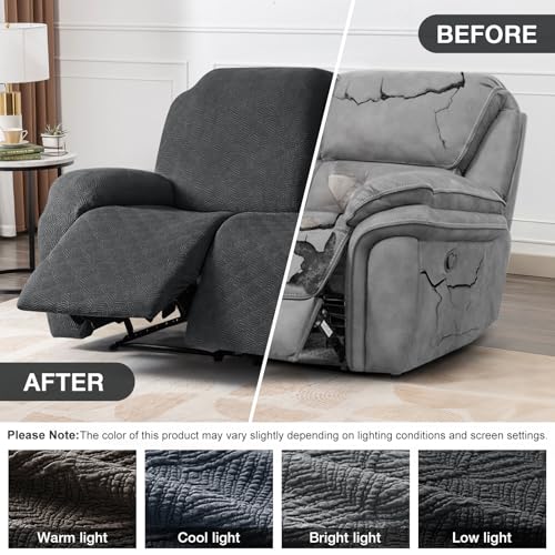 Image of Timeles Extra Wide Recliner Loveseat Covers Oversized Reclining Couch Covers Sofa Slipcovers Stretch Soft Washable (Two-Seater Oversized, Dark Gray)