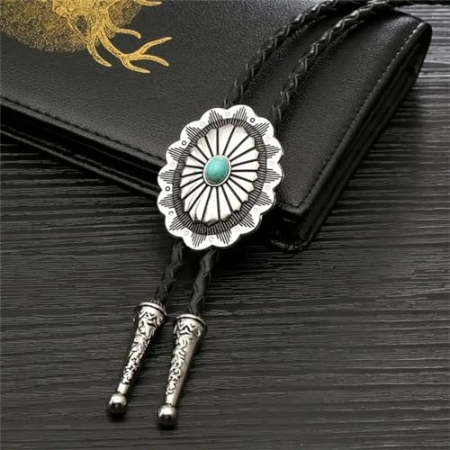 Image of Jeilwiy Bolo Tie for Men Western Cowboy Tie Necklace Gold Bolo Tie Leather Necktie Halloween Tie Accessories for Women
