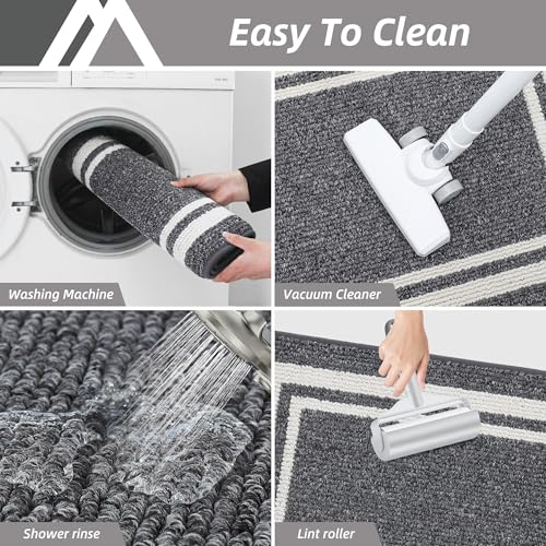 COSY HOMEER 2-Piece Nonslip Kitchen Runner Rug Set, 51x76cm+51x122cm, Absorbent and Machine Washable Kitchen Floor Mats, 100% Polypropylene Carpet Runners for Anti Water Splashes, Grey - Image 5