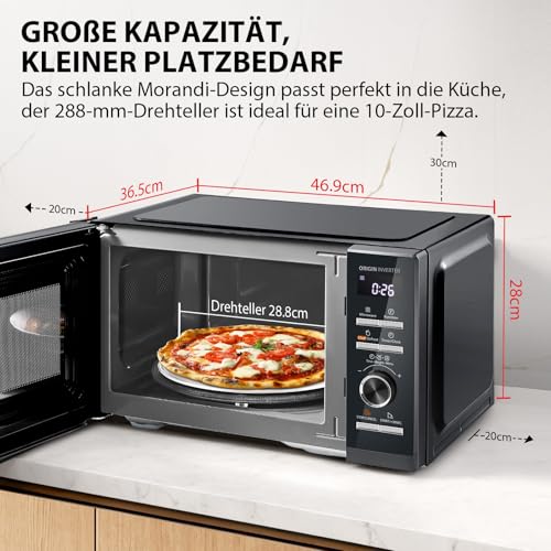 Toshiba MW3-AG25PFI(MG) Mikrowelle mit Grillfunktion - 25L 3-in-1 Kombigerät | 900W Origin-Inverter | 1100W Grill | Unterbau | Digital | 57dB Leise | Chef-Abtauung | Morandi-Grau – Bild 3