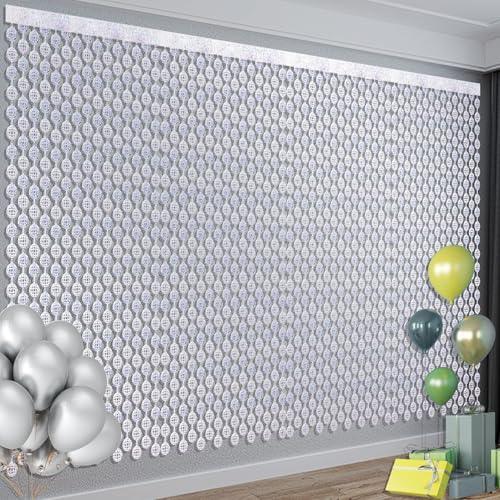 4 decorações de discoteca para festas, 2 x 1 m, acessórios de bola de discoteca a laser para cabines de fotos, cortinas com franjas de folha prateada, adequadas para discotecas dos anos 70, 80, 90,