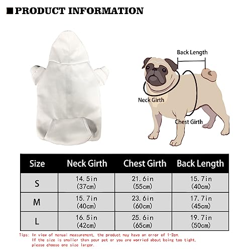 Kuiaobaty Kawaii Mops Hunde Druck Hund Hoodies für kleine Hunde Kleidung Bekleidung, Cartoon Mops Muster Haustier Pullover Winter Sweatshirt Outfits