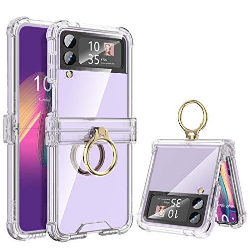 DAKORIE Galaxy Z Flip 3 Case with Hinge Protection Clear Flip 3 Case with Kickstand Protective Cover for Samsung Galaxy Z Flip 3 5G (2021) - Clear