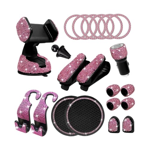 CVUTOVO キラキラ輝く車用アクセサリーブリングダイヤモンド車内フック 車内収納拡張 レディース向け実用的ハンドバッグ掛け 電話スタンド