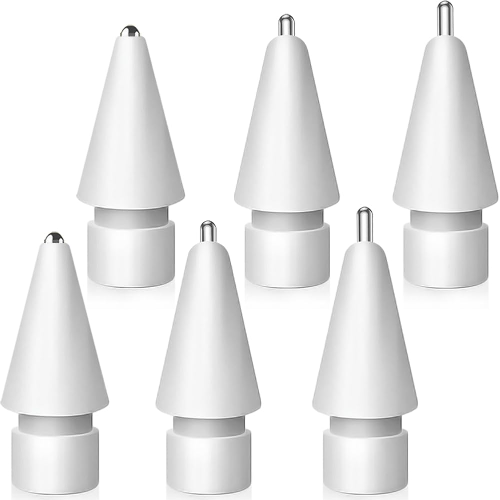 6 Stück Verbesserte Spitze Kompatibel mit Apple Pencil, Verschleißfest und Hochempfindliche Metall Spitzen Set Kompatibel mit Apple Pencil Pro/ 2. Generation/ 1. Gen/USB C Pen