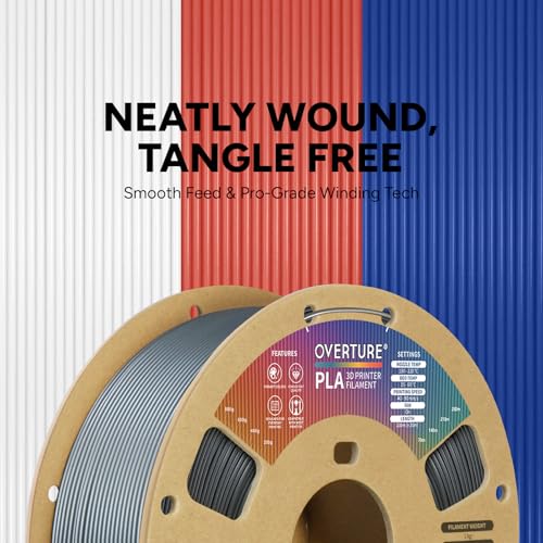 Image of OVERTURE PLA Filament 1.75mm PLA 3D Printer Filament, 1kg Cardboard Spool (2.2lbs), Dimensional Accuracy + /- 0.02mm, Fit Most FDM Printer (Space Gray)