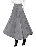 Plus Size Skirts for Women Curvy Fall Winter High Waisted A Line Midi Long Maxi Victorian Skirt, Black and White, M