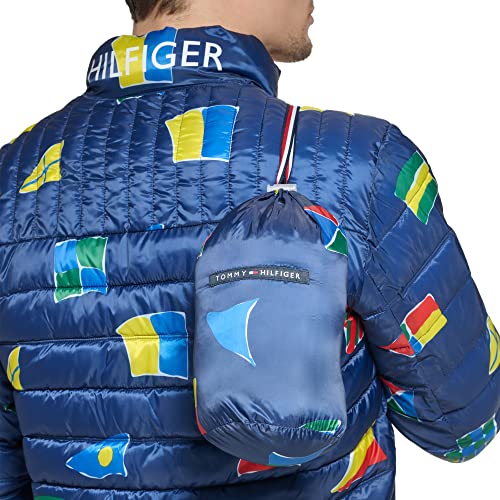 Image of Tommy Hilfiger Mens Embroidered Logo Puffer Jacket