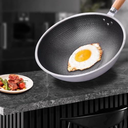 Wok de acero inoxidable con tapa y superficie antiadherente miniatura 4