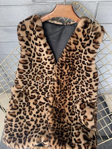 Leopard Print Fleece Vest Women Faux Fur Vest Coat Cheetah Casual Sleeveless Jacket Y2k Fall Winter Outerwear3