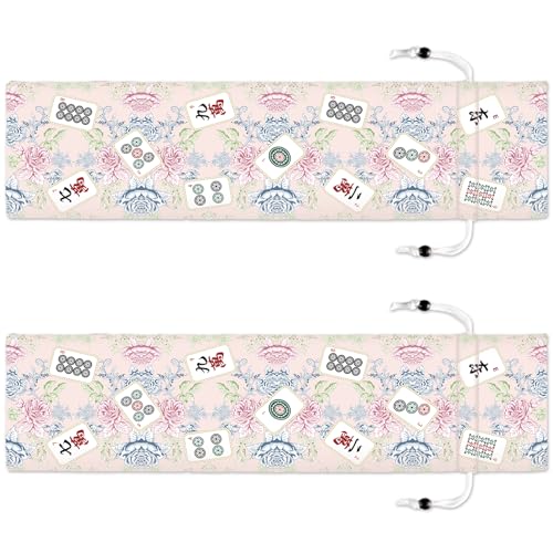 2 bolsas rosas con cordón para Mahjong 26 pulgadas