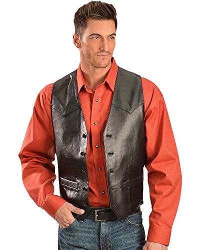 Image of Scully Men's Brown Leather Sleeveless Coat, Large